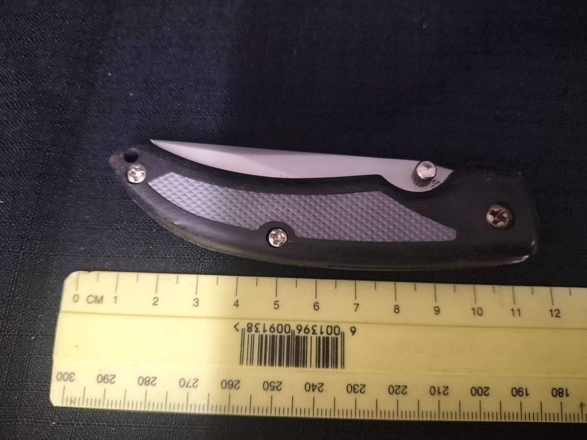 Stainless Steel Blade Liner Black Folding Knife - Good Condition