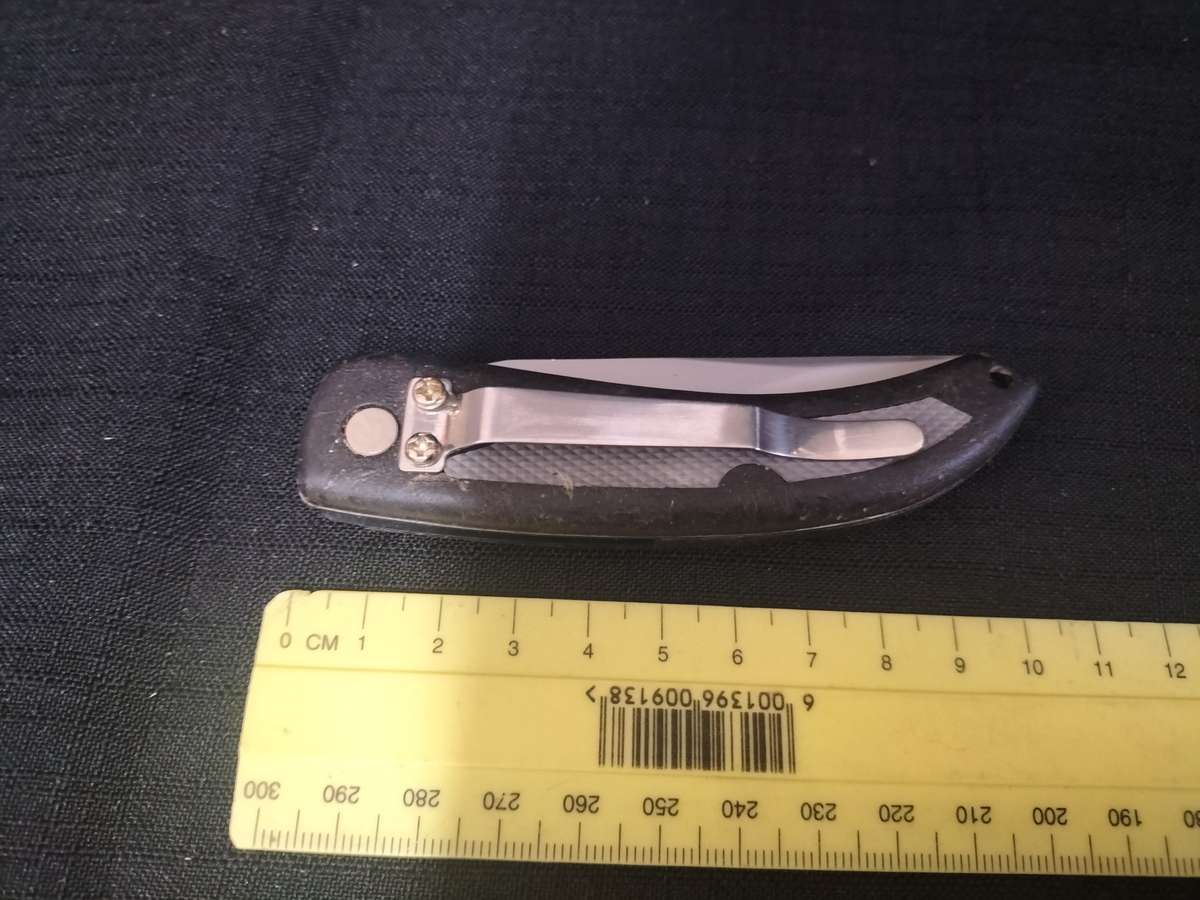 Stainless Steel Blade Liner Black Folding Knife - Good Condition