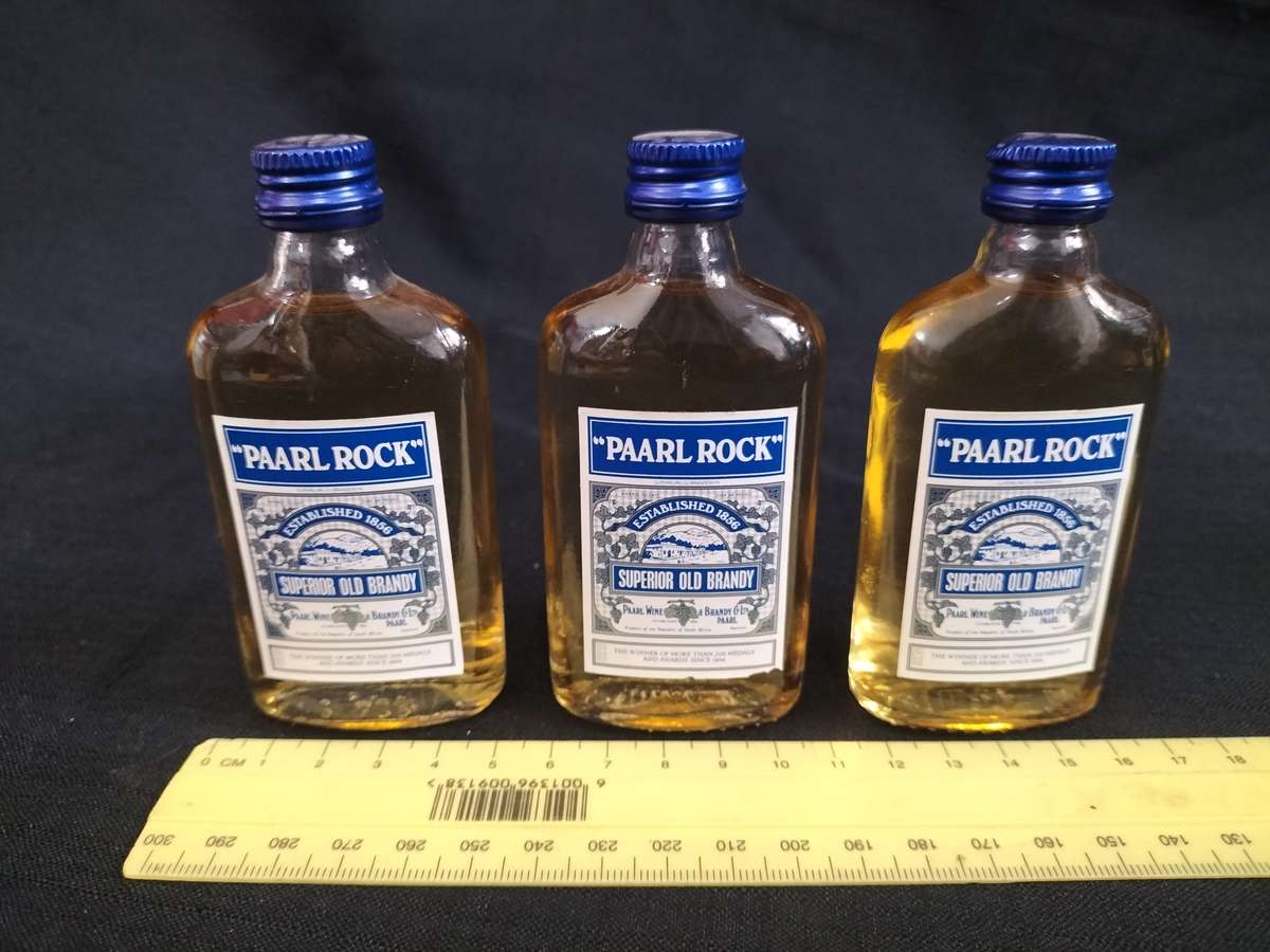 Vintage Three Miniature Paarl Rock 1856 Superior Old Brandy's 50 ml- Sealed - Good Condition