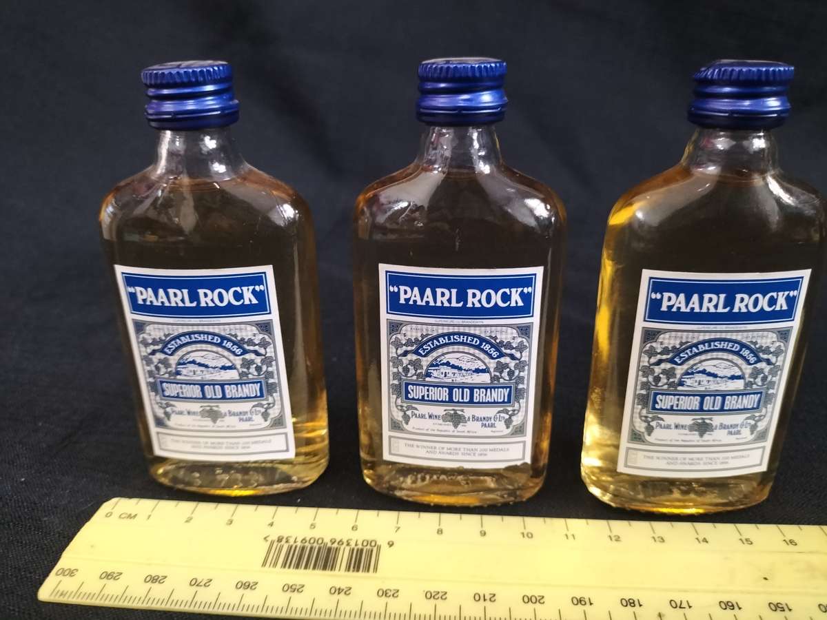 Vintage Three Miniature Paarl Rock 1856 Superior Old Brandy's 50 ml- Sealed - Good Condition