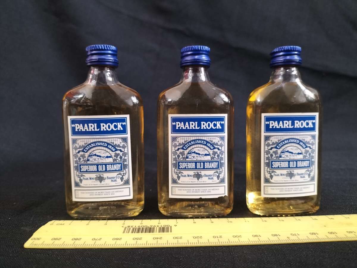Vintage Three Miniature Paarl Rock 1856 Superior Old Brandy's 50 ml- Sealed - Good Condition