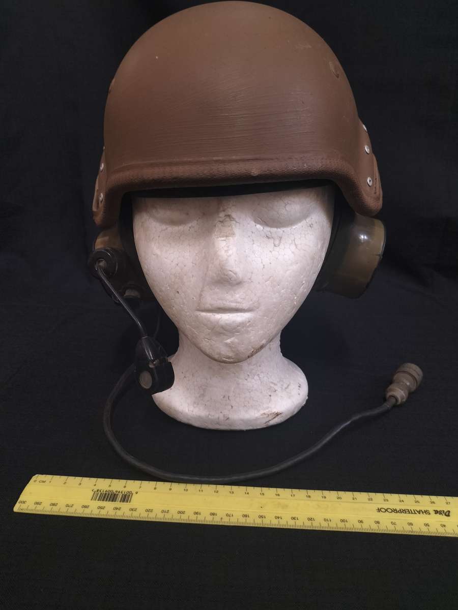 Vintage SADF Armoured Car Helmet with Ear Phones - Used on Ratel & Other Armoured Cars