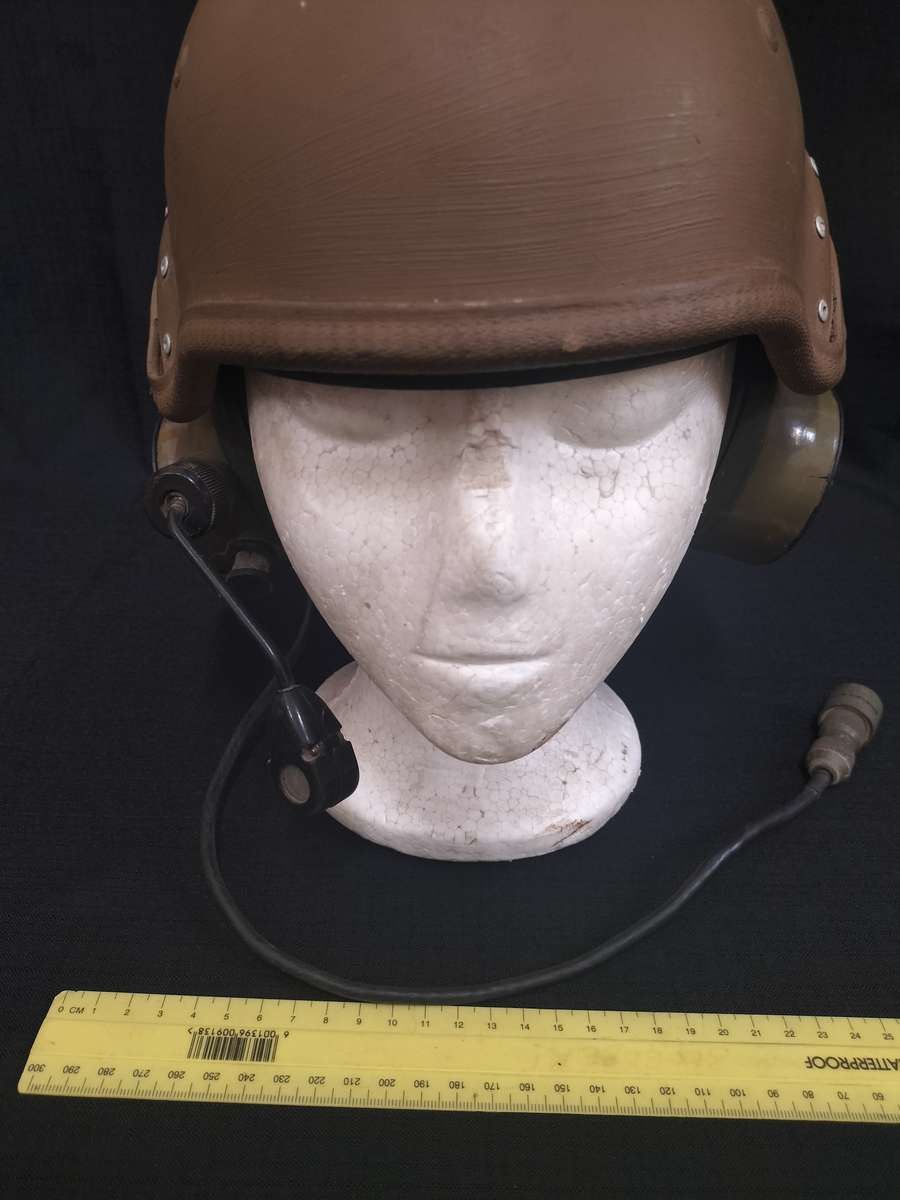 Vintage SADF Armoured Car Helmet with Ear Phones - Used on Ratel & Other Armoured Cars