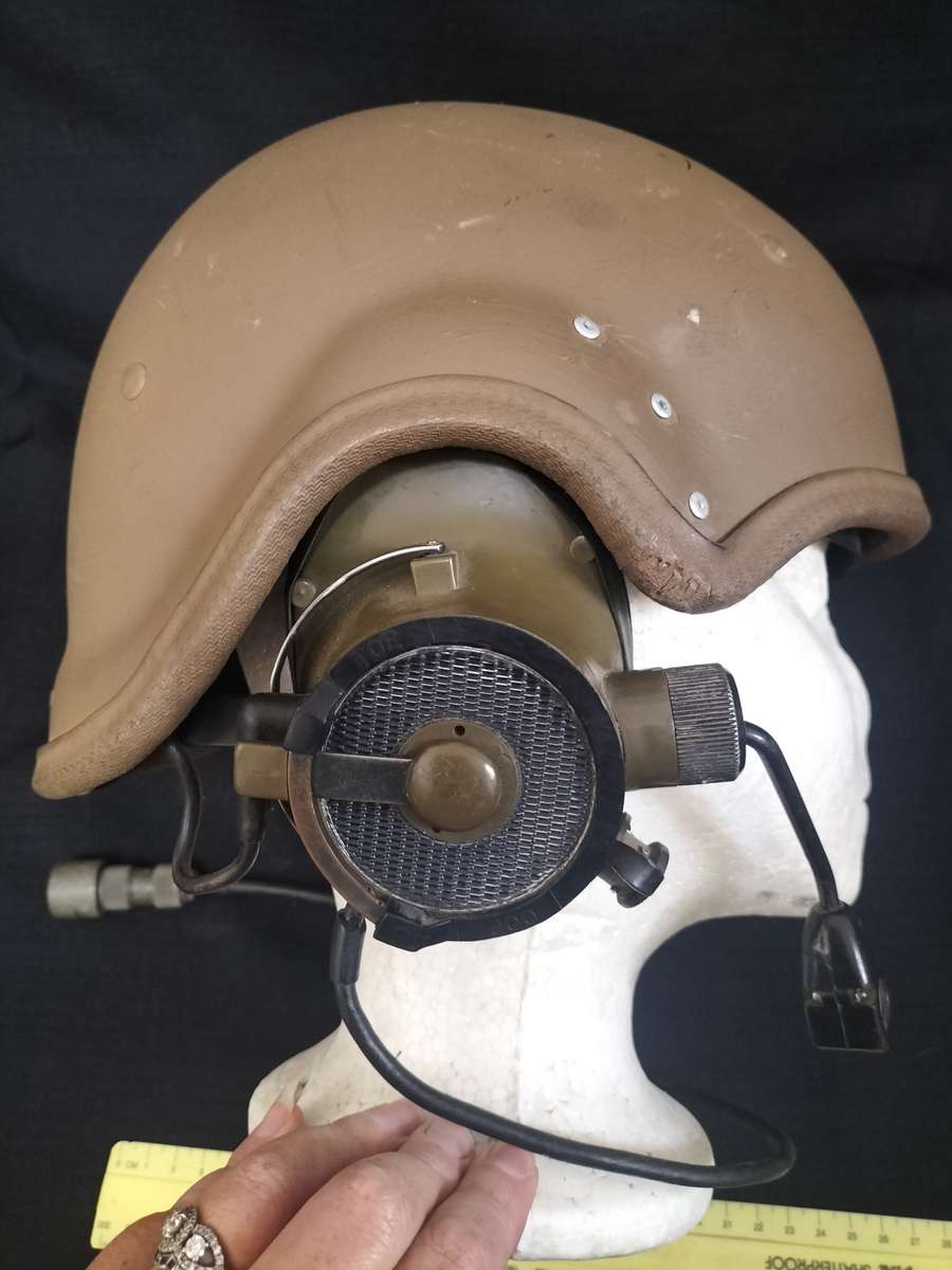 Vintage SADF Armoured Car Helmet with Ear Phones - Used on Ratel & Other Armoured Cars
