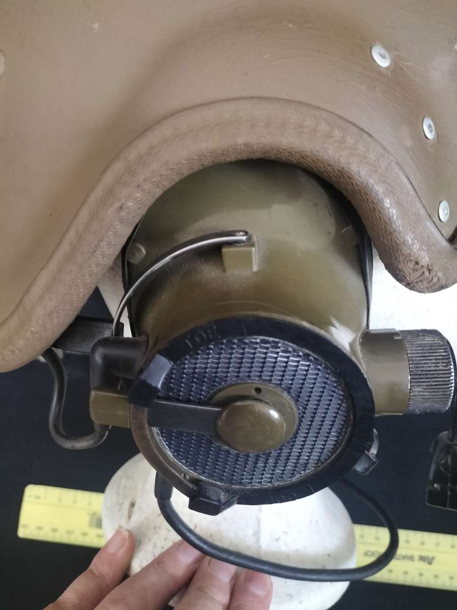 Vintage SADF Armoured Car Helmet with Ear Phones - Used on Ratel & Other Armoured Cars