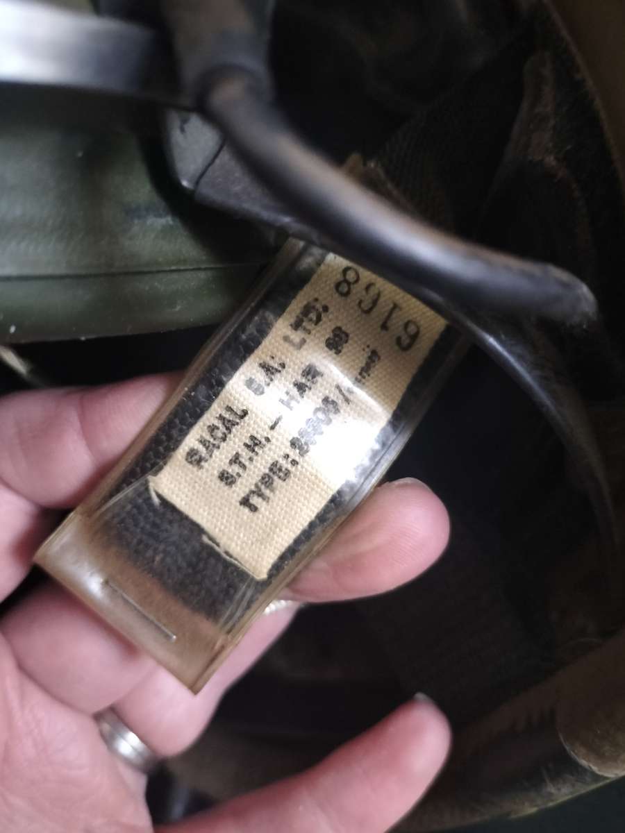 Vintage SADF Armoured Car Helmet with Ear Phones - Used on Ratel & Other Armoured Cars