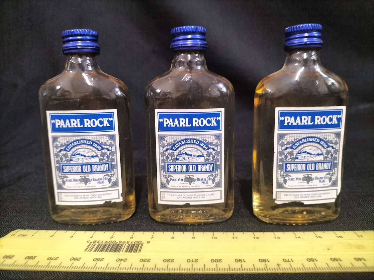 Vintage Three Miniature Paarl Rock 1856 Superior Old Brandy's 50 ml- Sealed - View Description