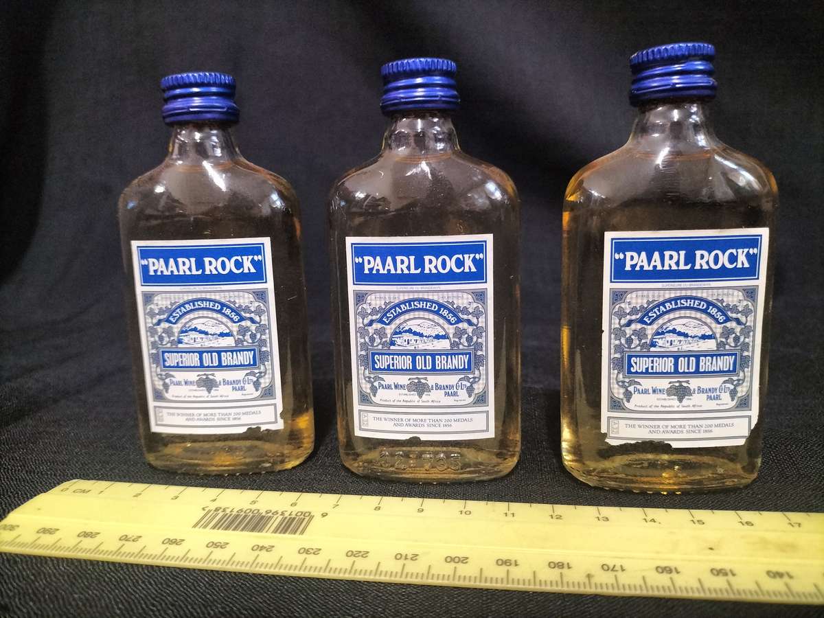 Vintage Three Miniature Paarl Rock 1856 Superior Old Brandy's 50 ml- Sealed - View Description