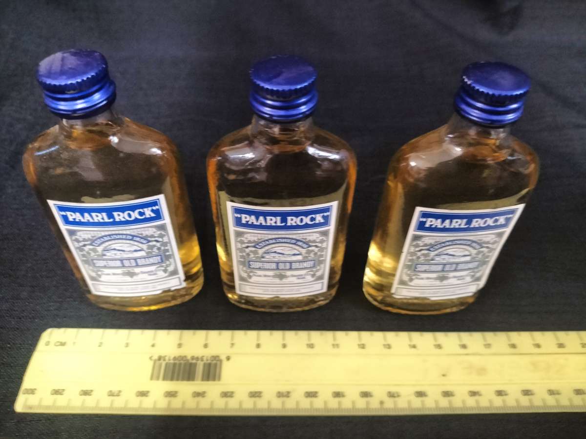 Vintage Three Miniature Paarl Rock 1856 Superior Old Brandy's 50 ml- Sealed - View Description