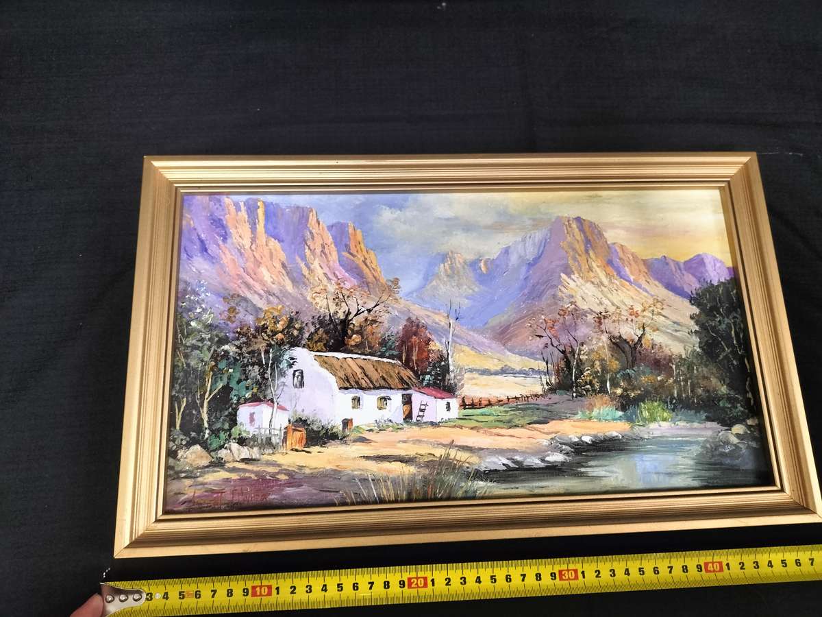 Beautiful Framed Oil On Board Farm Landscape  - Popular SA Artist - Vincent Olivier