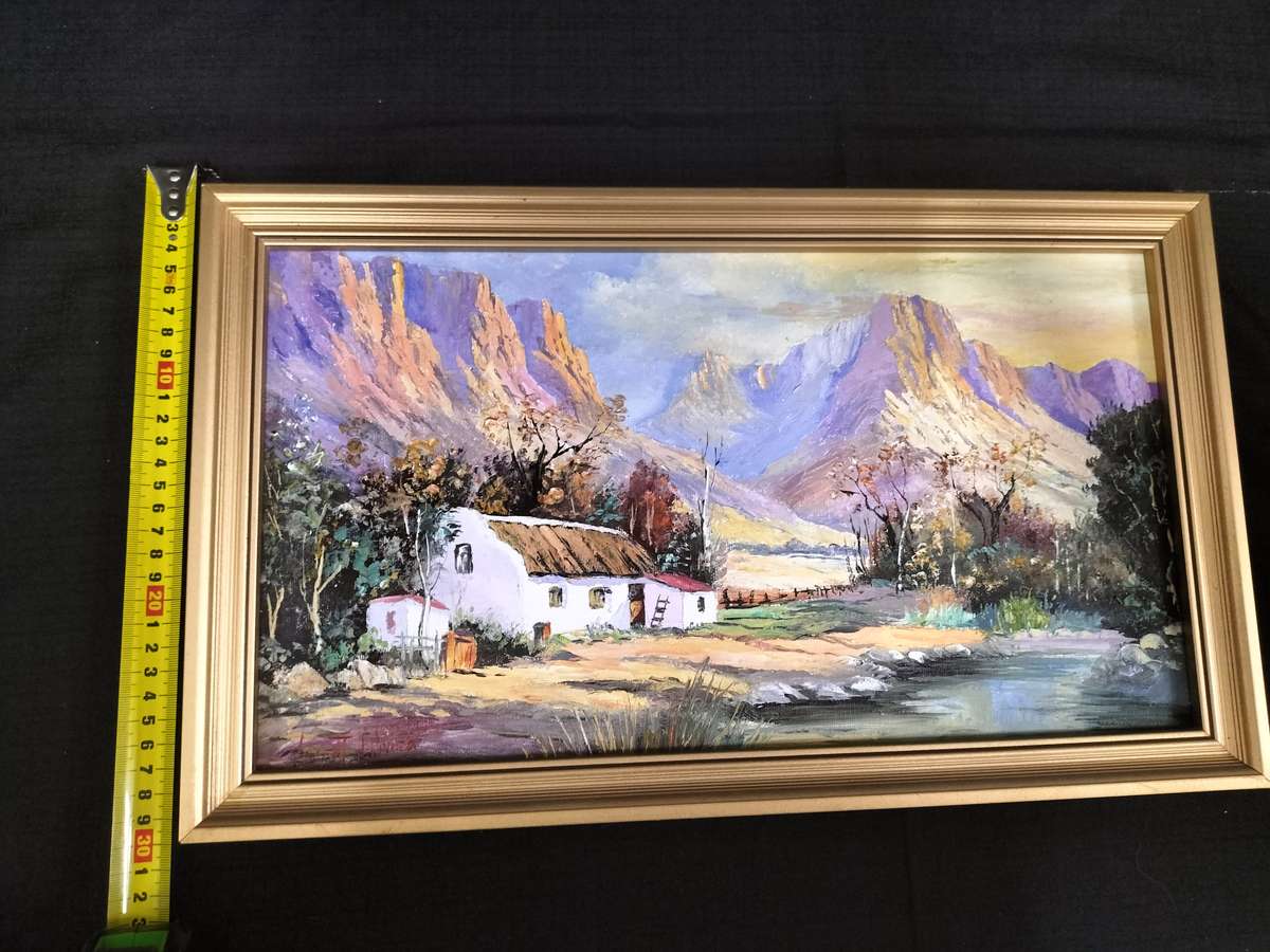 Beautiful Framed Oil On Board Farm Landscape  - Popular SA Artist - Vincent Olivier