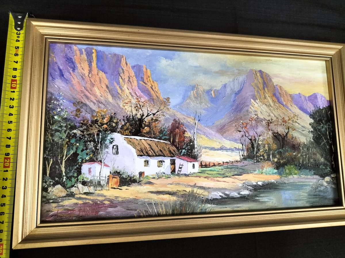 Beautiful Framed Oil On Board Farm Landscape  - Popular SA Artist - Vincent Olivier
