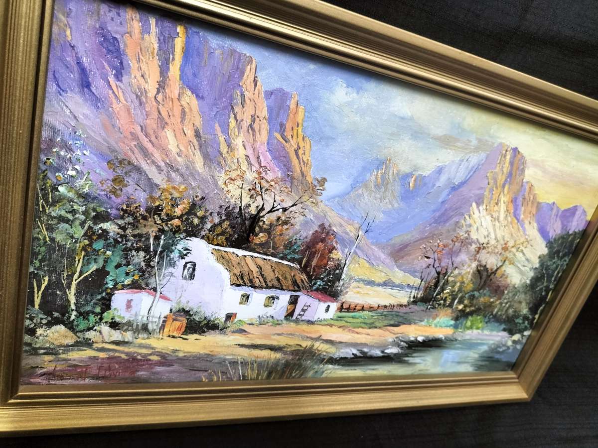 Beautiful Framed Oil On Board Farm Landscape  - Popular SA Artist - Vincent Olivier