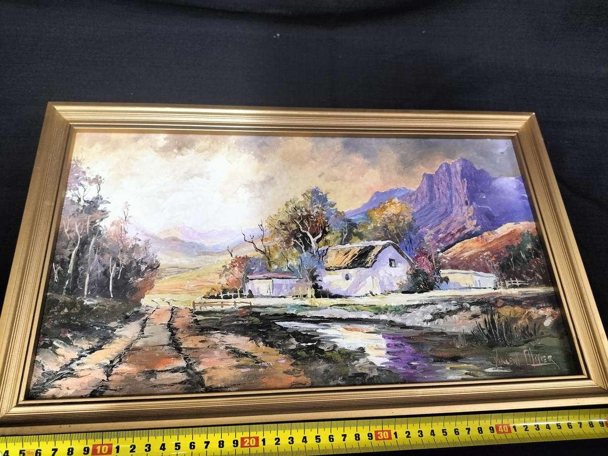Beautiful Framed Oil On Board Farm Landscape - Popular SA Artist - Vincent Olivier