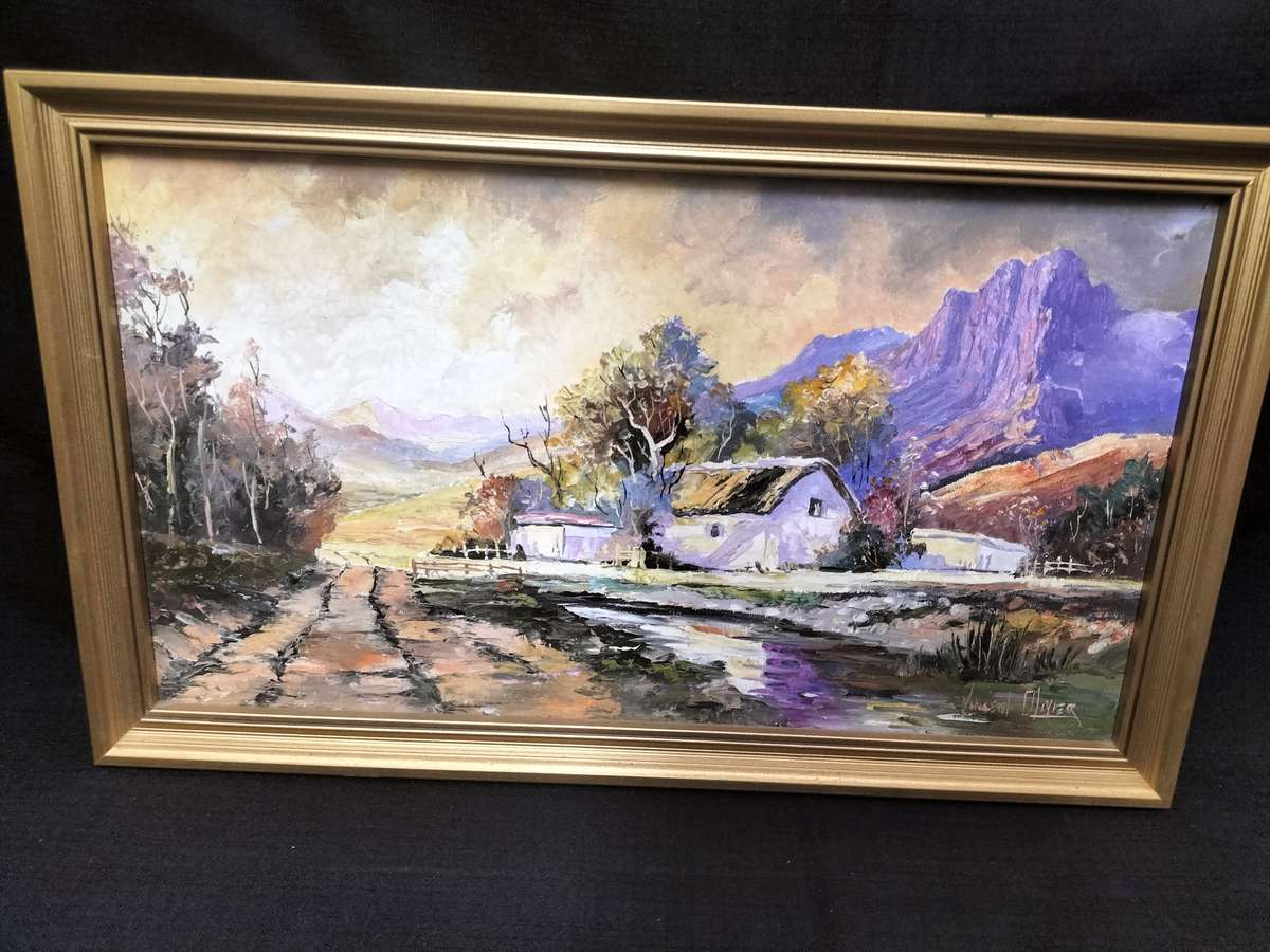 Beautiful Framed Oil On Board Farm Landscape - Popular SA Artist - Vincent Olivier