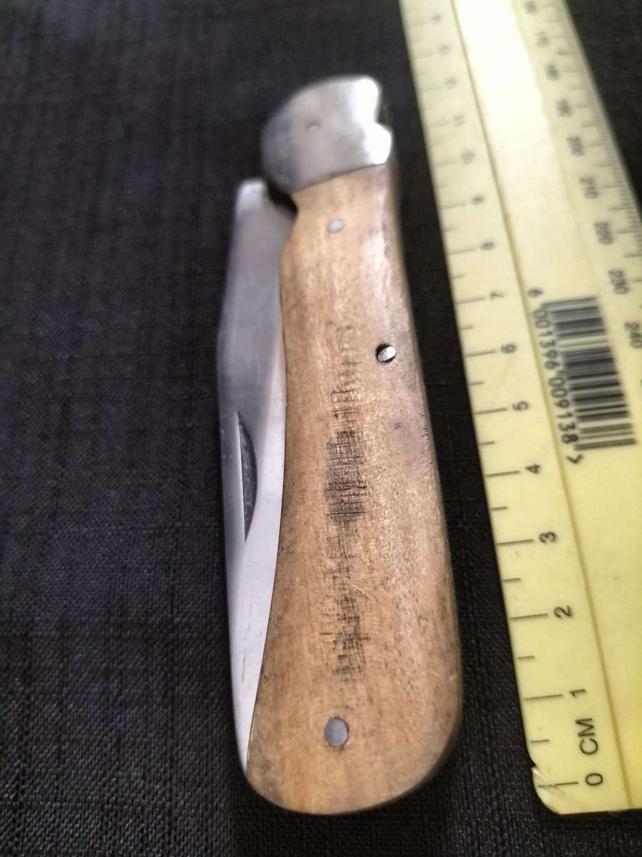 Vintage Pocket Folding Knife With Wooden Handle