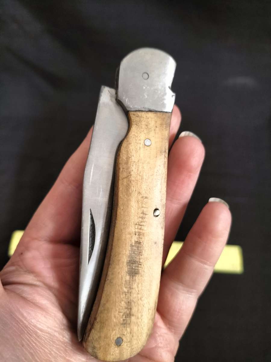 Vintage Pocket Folding Knife With Wooden Handle
