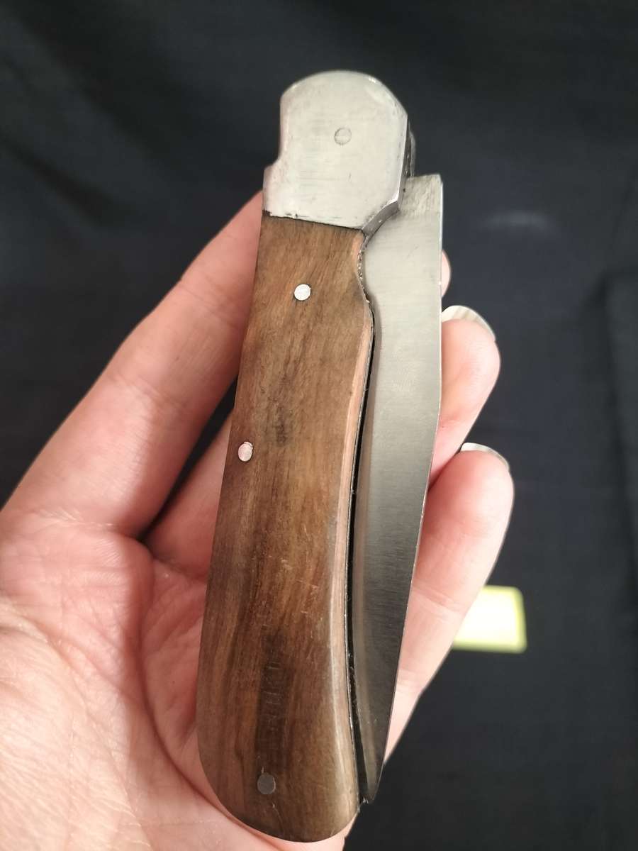 Vintage Pocket Folding Knife With Wooden Handle
