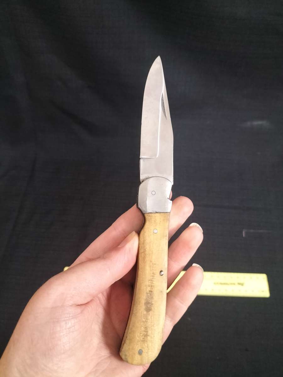Vintage Pocket Folding Knife With Wooden Handle