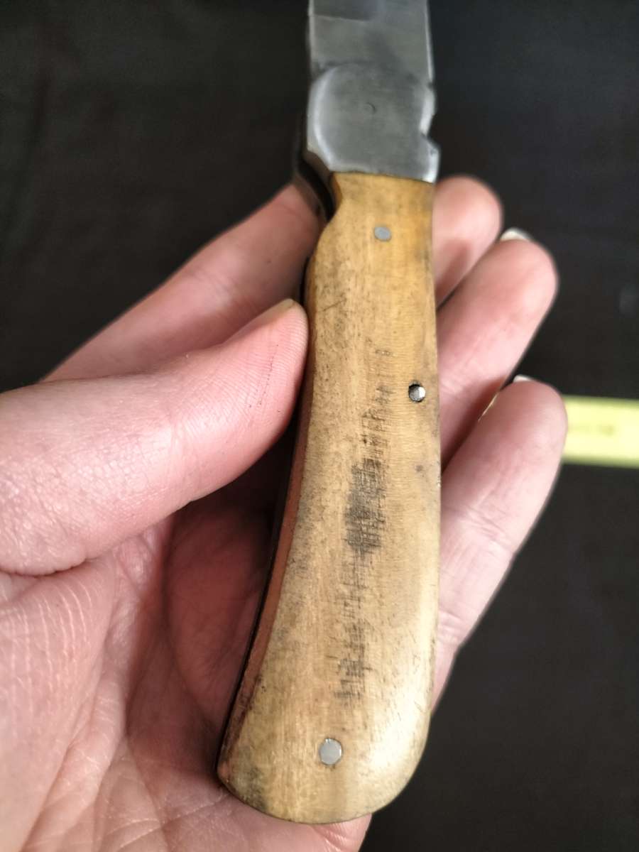 Vintage Pocket Folding Knife With Wooden Handle