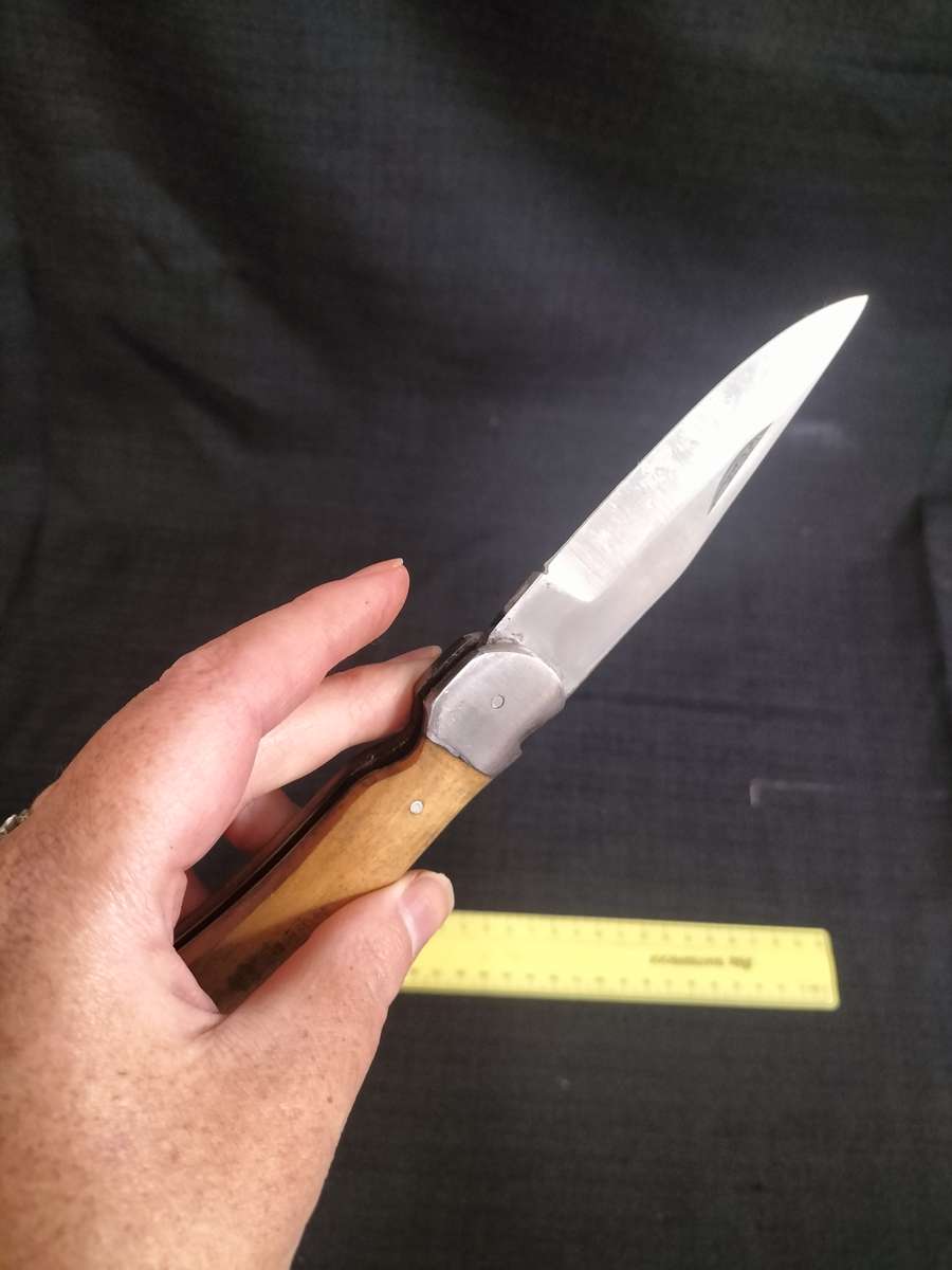 Vintage Pocket Folding Knife With Wooden Handle