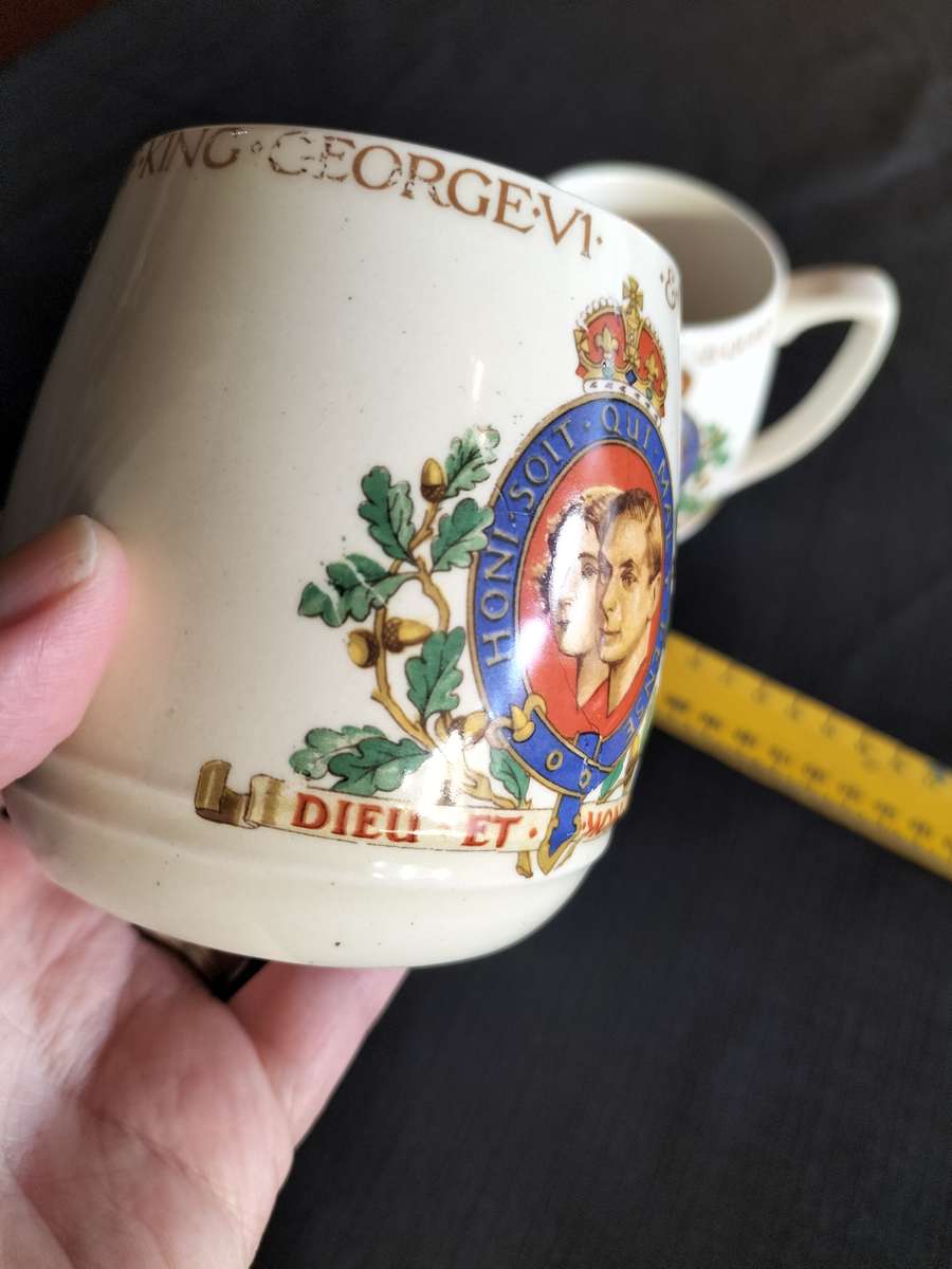Two Vintage Mugs Commemorating the Coronation of King George VI and Queen Elizabeth May 1937