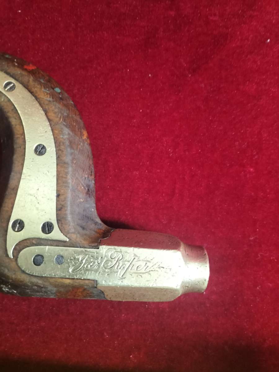 Antique The Mechanics Henry Brown Brass Plated Wood Brace Sheffield Push Button