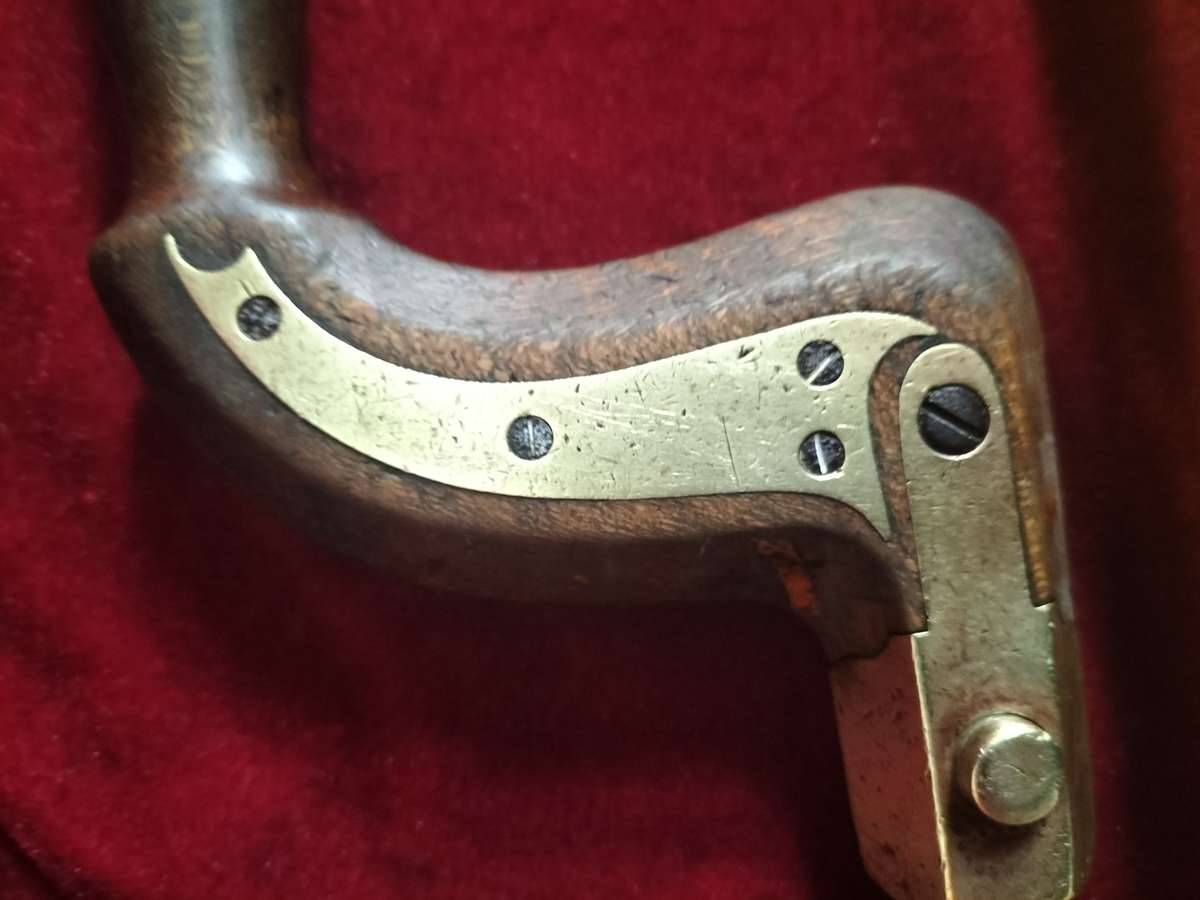 Antique The Mechanics Henry Brown Brass Plated Wood Brace Sheffield Push Button