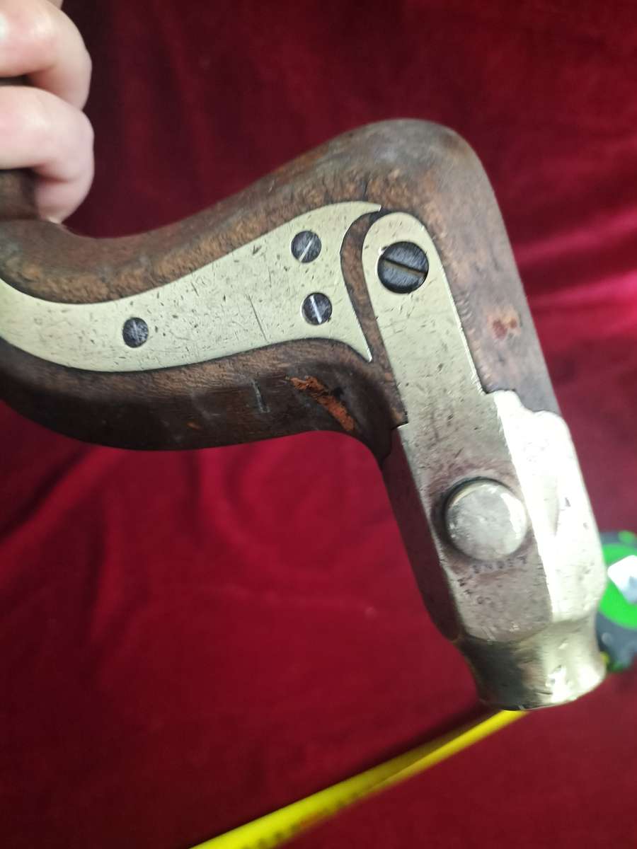 Antique The Mechanics Henry Brown Brass Plated Wood Brace Sheffield Push Button