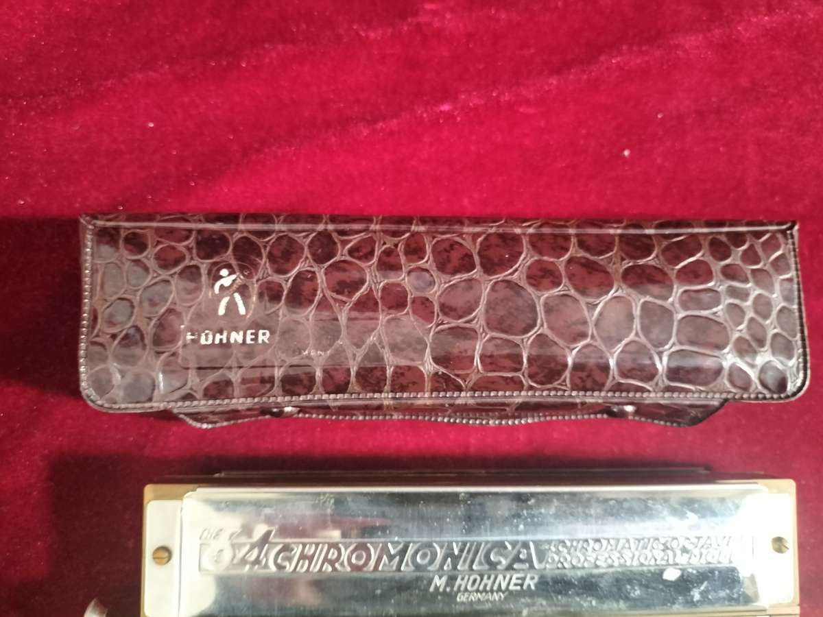 Stunning Vintage M. Hohner 64 Chromonica Harmonica In Original Case - Made in Germany