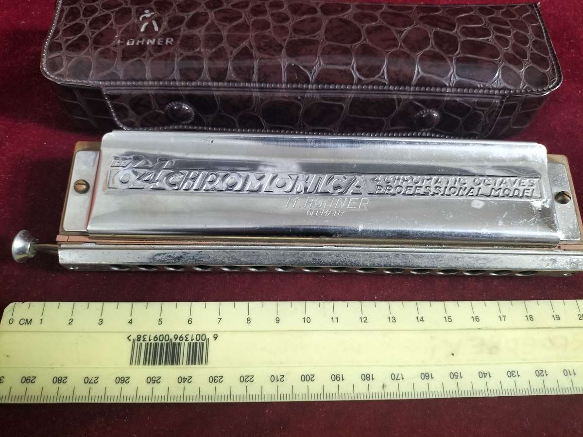 Stunning Vintage M. Hohner 64 Chromonica Harmonica In Original Case - Made in Germany