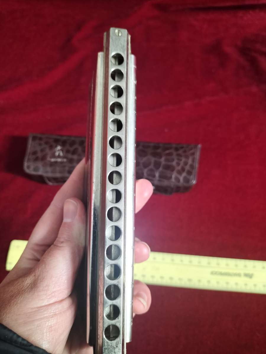 Stunning Vintage M. Hohner 64 Chromonica Harmonica In Original Case - Made in Germany