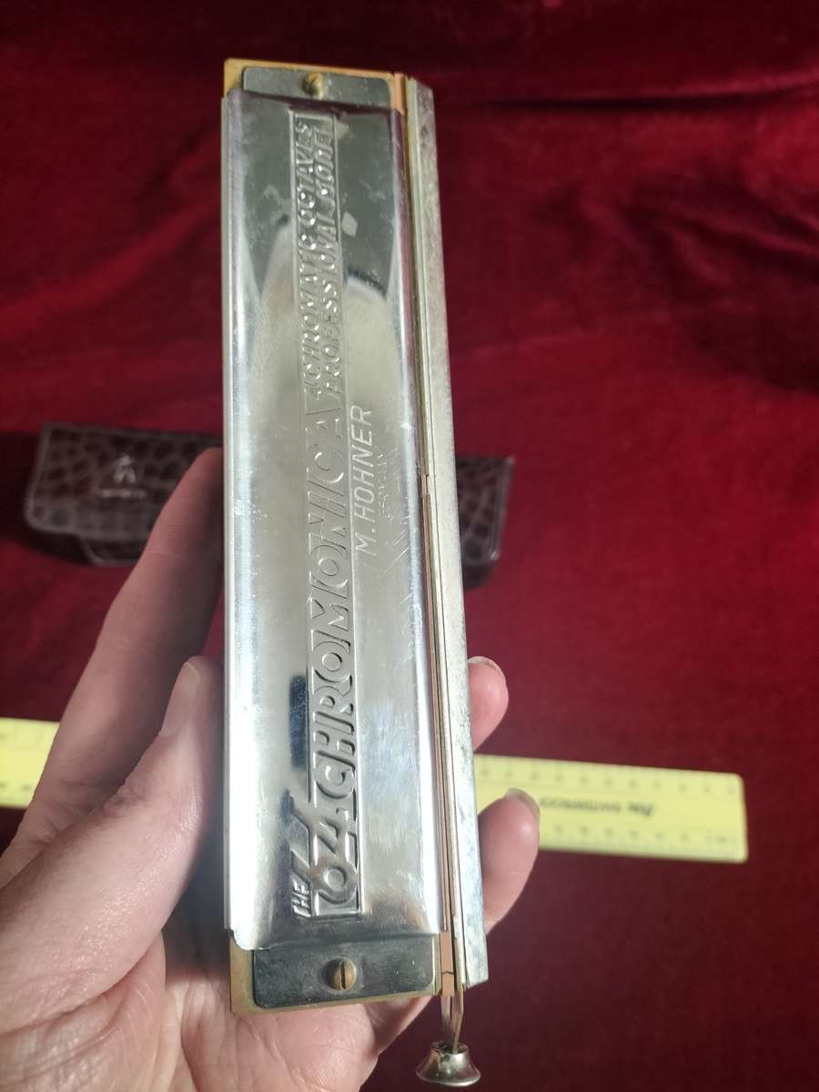 Stunning Vintage M. Hohner 64 Chromonica Harmonica In Original Case - Made in Germany
