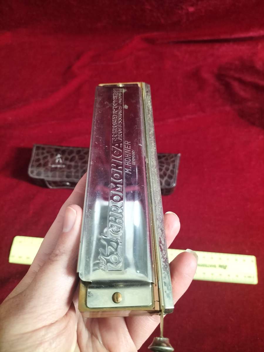 Stunning Vintage M. Hohner 64 Chromonica Harmonica In Original Case - Made in Germany
