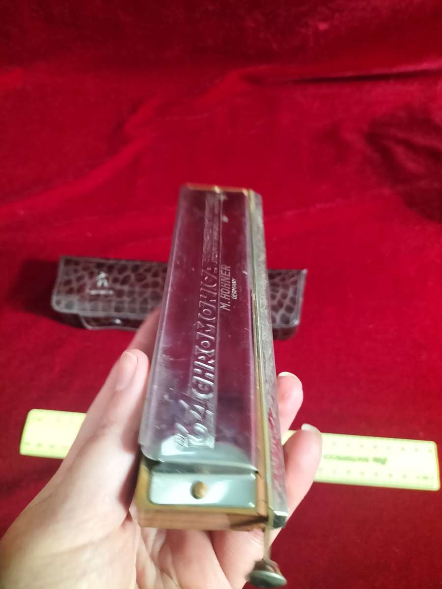 Stunning Vintage M. Hohner 64 Chromonica Harmonica In Original Case - Made in Germany