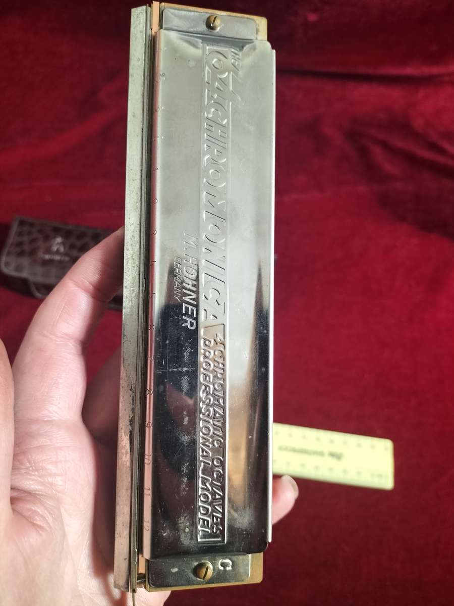 Stunning Vintage M. Hohner 64 Chromonica Harmonica In Original Case - Made in Germany