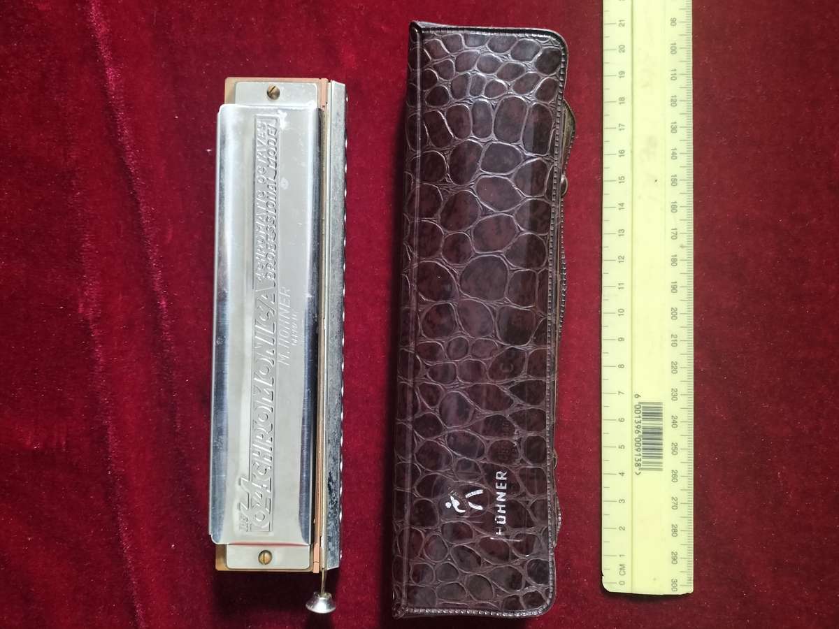 Stunning Vintage M. Hohner 64 Chromonica Harmonica In Original Case - Made in Germany