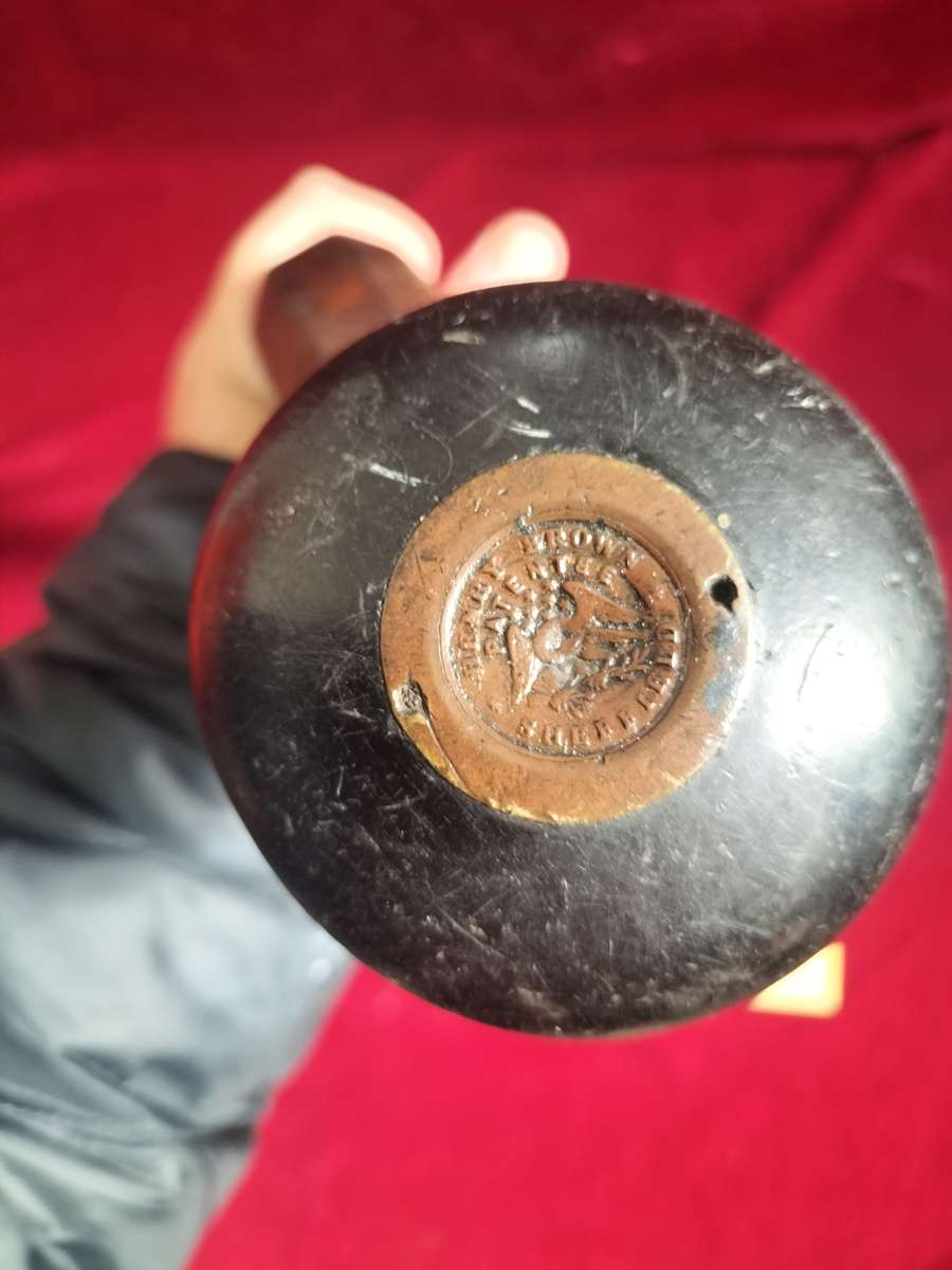 Antique The Mechanics Henry Brown Brass Plated Wood Brace Sheffield Push Button