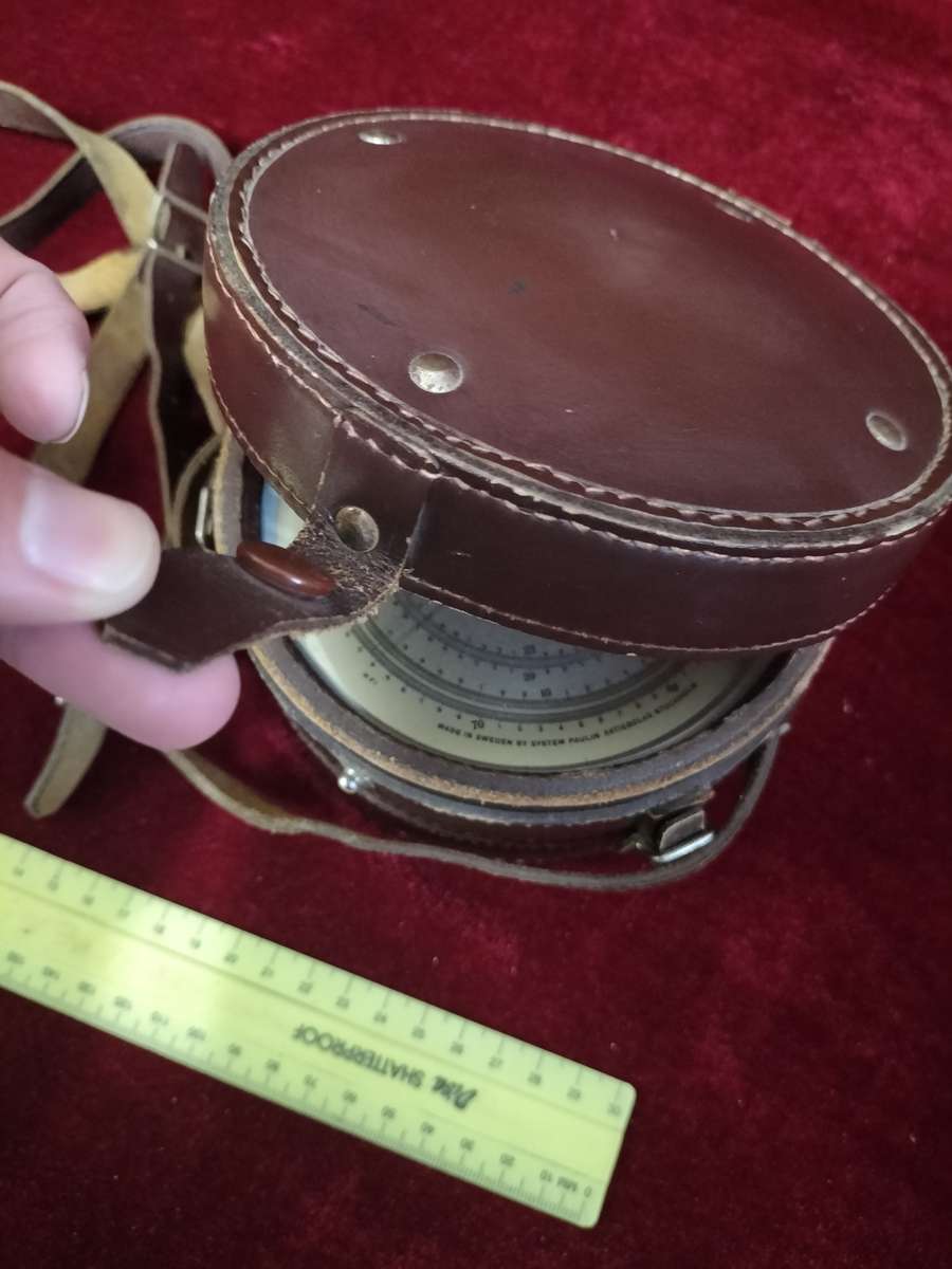 Vintage 1930 System Paulin Stockholm Precision Altimeter With Original Leather Case -Made In Sweden