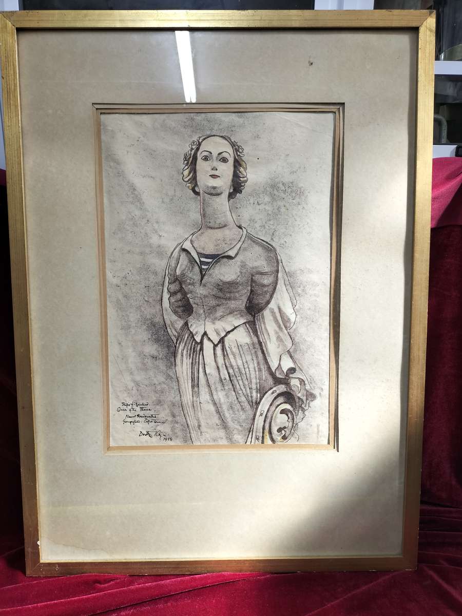 Pencil On Paper-Dorothy Kay-Irish/South African 1886-1964 Figurehead, Queen of Thames, Signed