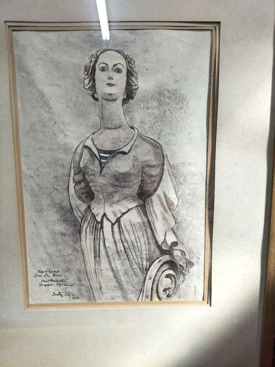 Pencil On Paper-Dorothy Kay-Irish/South African 1886-1964 Figurehead, Queen of Thames, Signed
