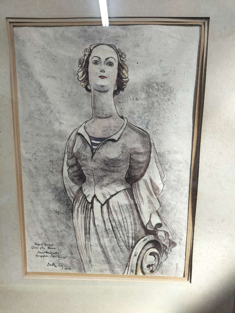 Pencil On Paper-Dorothy Kay-Irish/South African 1886-1964 Figurehead, Queen of Thames, Signed