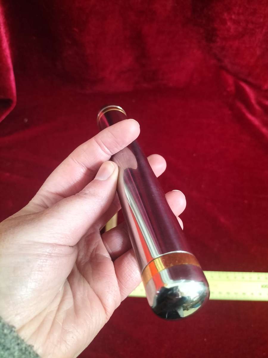 Cigar Case Tube Silver With Gold Band And Juan Lopez Habana Cigar