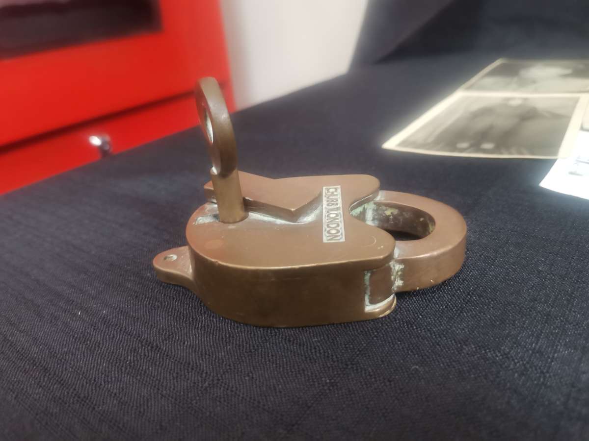 Stunning Antique Brass Chubb London Lock and Key in Excellent Condition