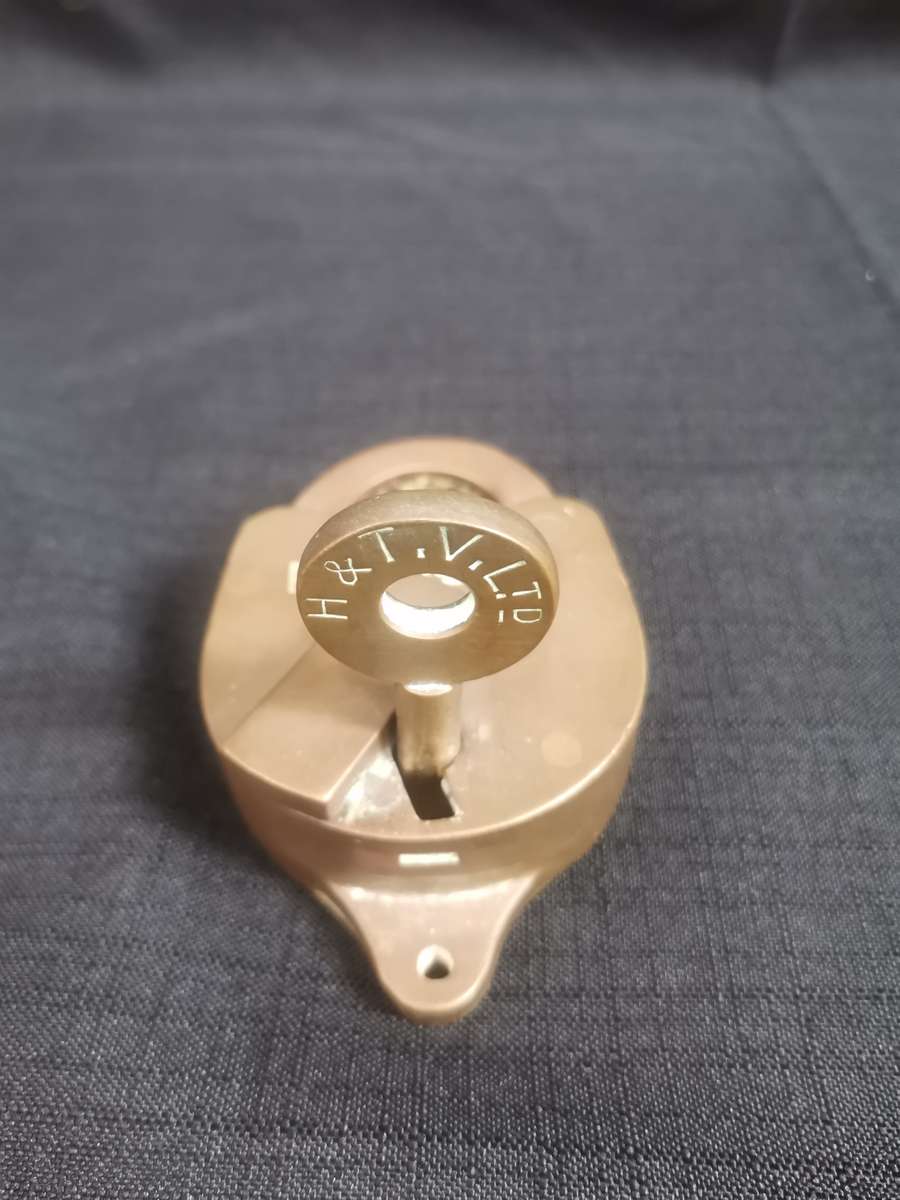 Stunning Antique Brass Chubb London Lock and Key in Excellent Condition