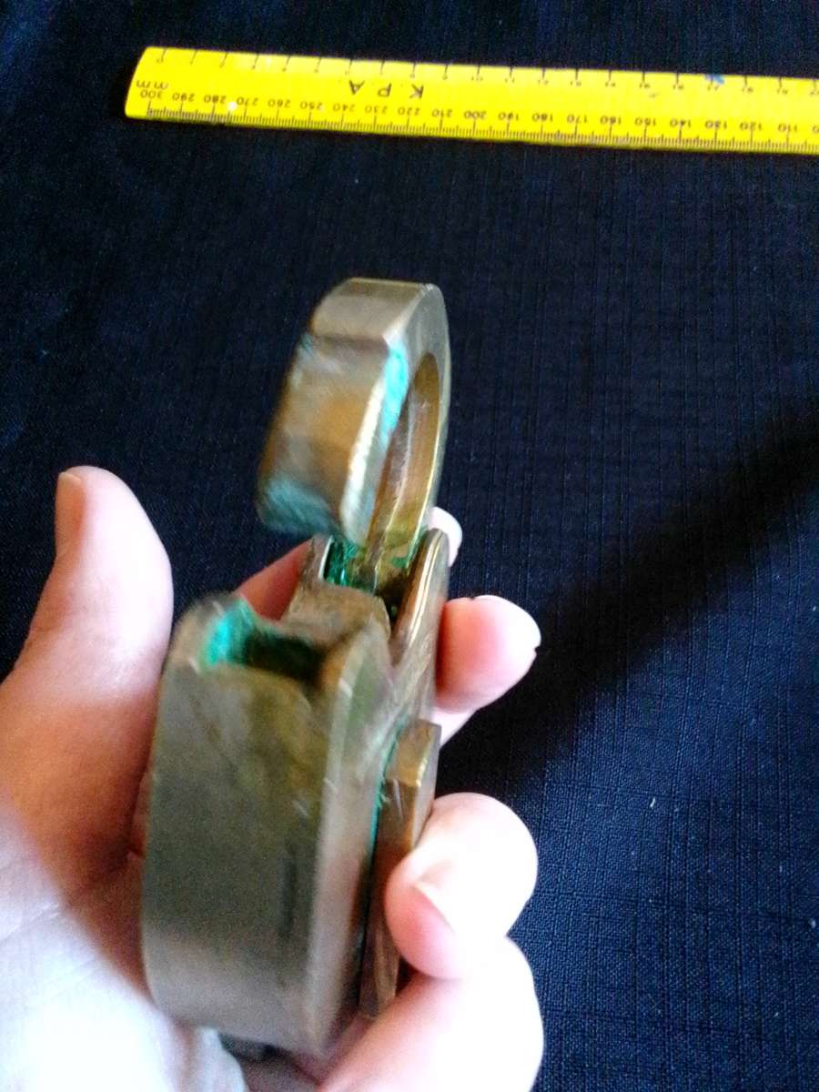 Fantastic Vintage Heavy Solid Brass Lock & Comp Padlock (No Key) 10,5 x 6,5 cm