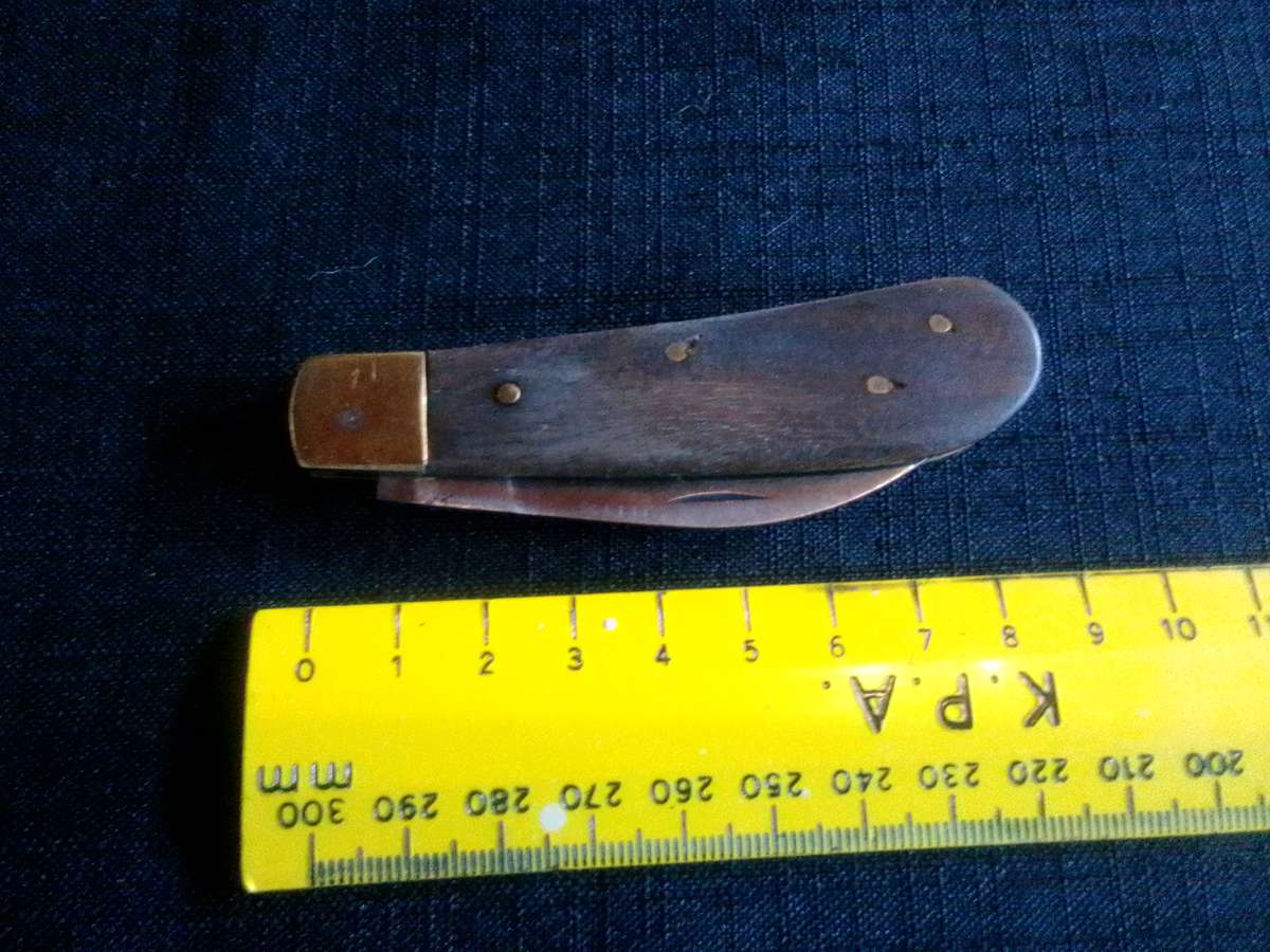 Beautifull Pocket Folding Knife With Wooden Handle - Good Condition L:150mm