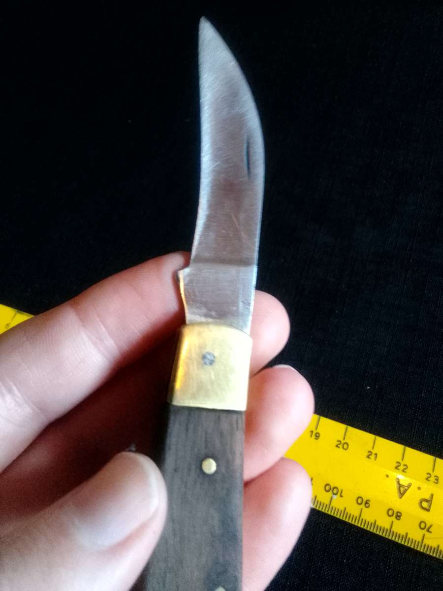 Beautifull Pocket Folding Knife With Wooden Handle - Good Condition L:150mm