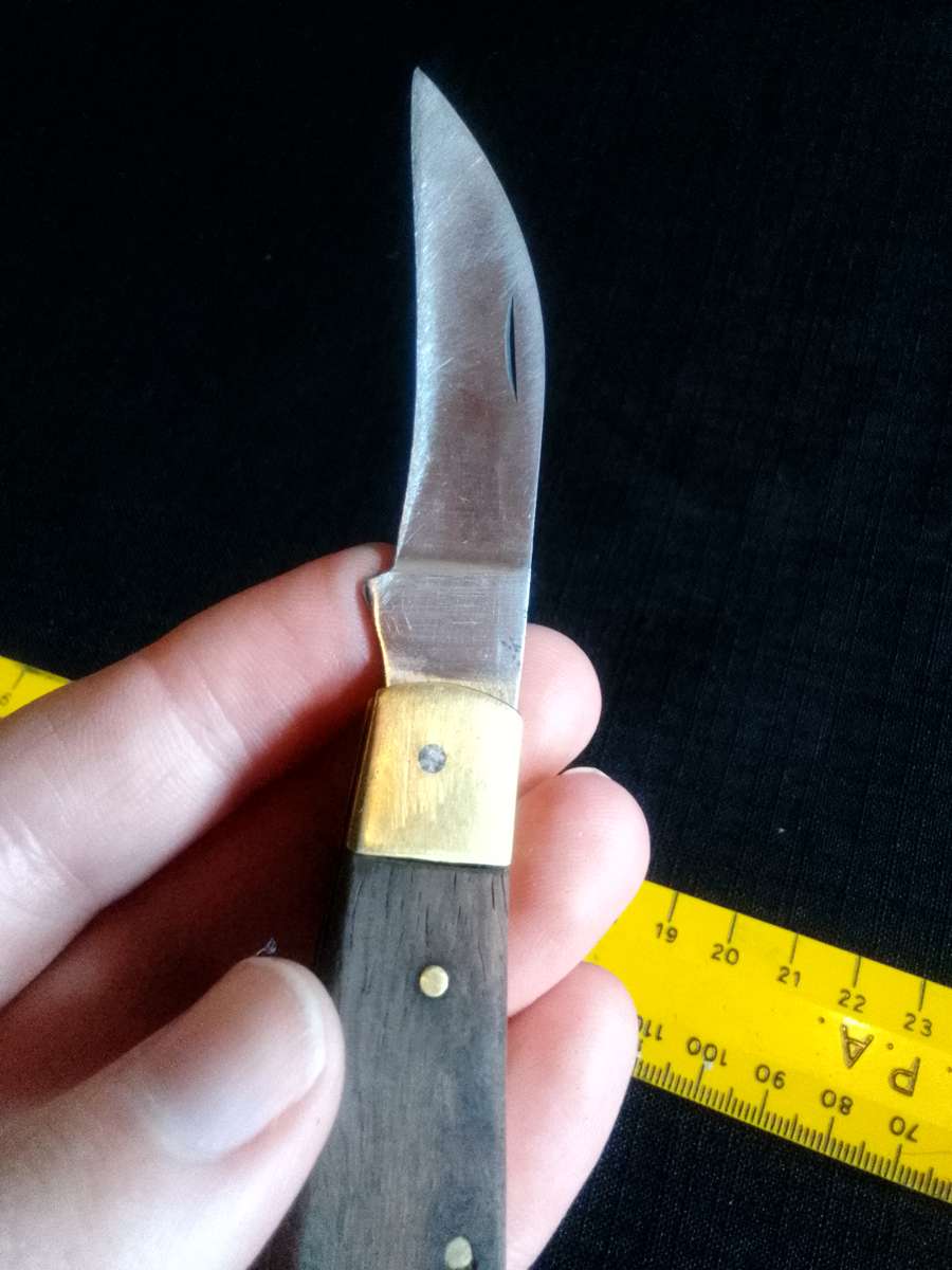 Beautifull Pocket Folding Knife With Wooden Handle - Good Condition L:150mm