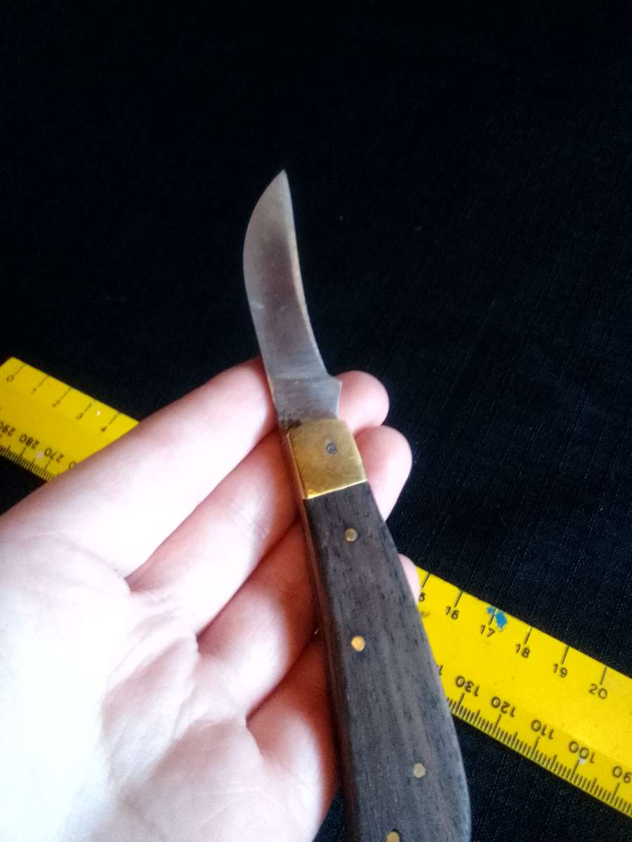 Beautifull Pocket Folding Knife With Wooden Handle - Good Condition L:150mm